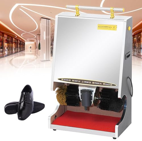 Naturalpowev Cireuse à Chaussures à Induction Automatique, Nettoyeur de Chaussures électrique avec Rampe et poignées latérales antidérapantes, Tampon à Chaussures pour Poste d'entrée, hôtel,Silver