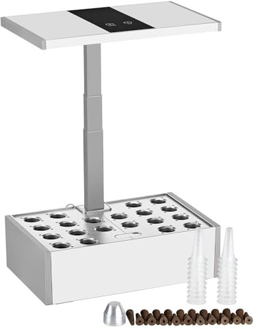 Wiltec Indoor Gartensystem weiß, Smart Garden höhenverstellbar, Hydroponisches Anzuchtsystem für 20 Pflanzen, Kräutergarten mit LED-Beleuchtung