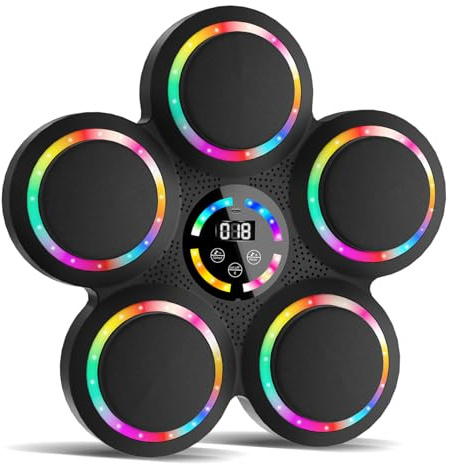 FOOING Smarte Musik-Boxtrainer mit RGB-LED – Wand-Boxmaschine Bluetooth 9 Stufen, Auto Schlagzählung, LED-Ziel & Handschuhe für Heimtraining Erwachsene/Kinder
