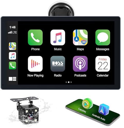 Car Stereo,9 Inch CarPlay Screen for Apple Car play & Android Auto,Portable Car Player Wireless Car Play Screen with Voice Control, Suitable for Most Vehicles (9 Inch +Camera)