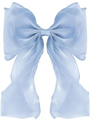 Große Haarschleifen Clips für Damen, helle Haarspangen Schleife aus Seide, langer Schwanz französisches Haarband, Bow Hair Clip, Haar-Accessoires für Mädchen (Blau)