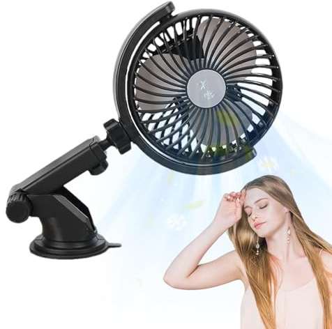 Pavsicgn Reiseventilator, kleine tragbare Ventilatoren,Kühlluftventilator mit Saugnapf | Armaturenbrett-Kühlluftventilator, um 360 Grad drehbarer Ventilator für, Auto, Zuhause, Limousine,