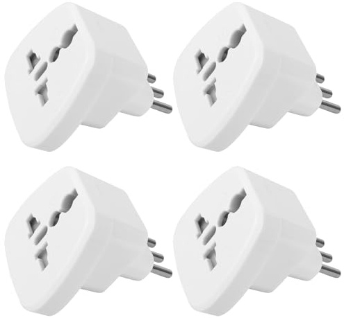 Jonuin 4 pezzi Adattatore da Viaggio da Mondo a Italia, 2500W Adattatore Presa Inglese a Spina Italiana, 250 V Convertitore Da UK USA a Spina 12A Italiana, Spillo a Tre Vie Britannico (Bianco) (4 PCS)