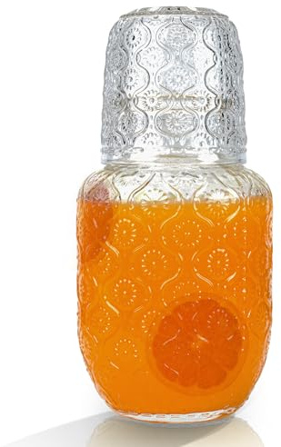 Caraffa per acqua da comodino vintage e set di vetro caraffa per acqua con tazza 141,9 g brocca in vetro tazza da 141,7 g