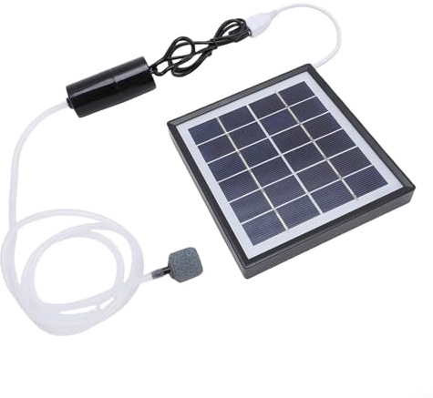 CWOQOCW Aérateur de bassin portable avec panneau solaire pompe à oxygène pour aquarium 10 W 5 V sortie USB avec pierre à bulles (noir)