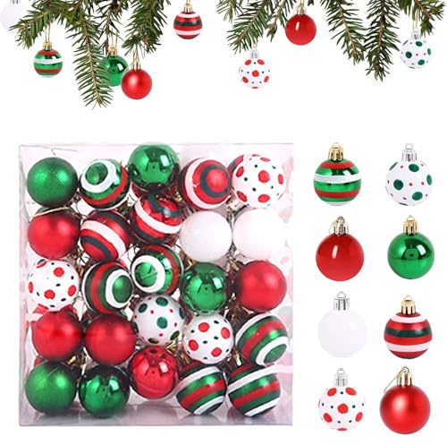 Weihnachtskugeln, 50 Stück Mini Weihnachtsbaumkugeln, Robuste Christbaumschmuck zum Aufhängen für Den Innen- und Außenbereich, Geeignet für Hochzeiten, Geburtstagsfeiern und Andere Dekorationen