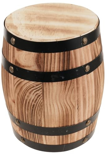 Abaodam Sgabello a Botte Vintage in Rovere Naturale 21 CM Sgabello Rustico da Giardino e Tavolino Salvaspazio per Esterni Arredamento Stile Vigneto per Patio Balcone e Prato