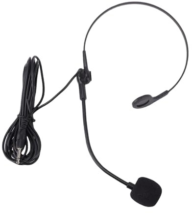 Fabater Microfono con Cuffia, Microfono Vivavoce con Cavo Flessibile con Interfaccia da 3,5 Mm e Cavo da 1,2 M, per Cantare, Parlare, Insegnanti, Allenatori