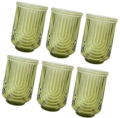 Oxxggkao Set of 6 Traditional Hand Blown Glass Drinking Glasses Practical Cup Housewarming and Weddings Glass Mugs