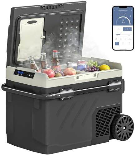 Outsunny Glacière Électrique Voiture 40L Double Zone pour Voiture Noir | Réfrigérateur Portable à Compresseur, Refroidissement Puissant, Mode ECO, Contrôle par APP, -20℃ à 20℃, pour Camion