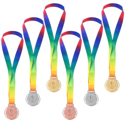 FUOYLOO 6 Stück Leichtathletik Medaillen aus Zinklegierung mit Lanyards für Sportwettkämpfe und Auszeichnungen als Symbol der Anerkennung für Schüler