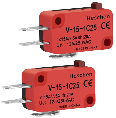 Heschen Mikroschalter V-15-1C25 SPDT Tastentyp 20A 250VAC, 2er Pack