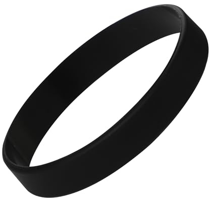 Plain Black Coloured Silicone Sports Arm Exercise Wristband Bracelets Rubber Wrist Bands Party Accessories For Men Women Boys Girls (Pack of 5)