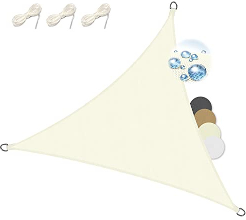 Sol Royal Triangle Sun Shade Sail 3x3x3 m PES Breathable & UV-light resistant Sun Shades for Garden Sail Canopy Waterproof Terrace Balcony & Pool - 300x300x300 cm Creme - SolVision PS9
