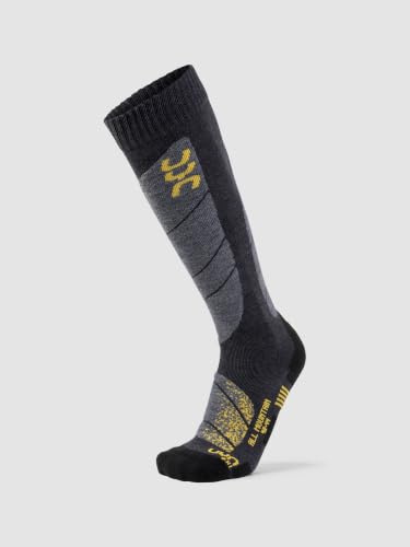 UYN Wintersports, Calze Tecniche Da Sci Uomo, Anthracite Melange/Yellow, 42-44