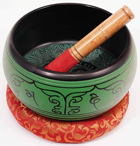 Painted Aluminum Singing Bowl. 8 diameter. Wood mallet and cushion included
