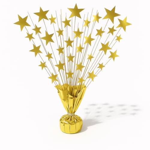 PMU 3 Pack Bursting Star Metallic Foil Spray Centerpiece- Gold Balloon Weights, Party Table Decorations Centerpiece for Birthdays, Christmas and Graduation 15in / 7.34cm