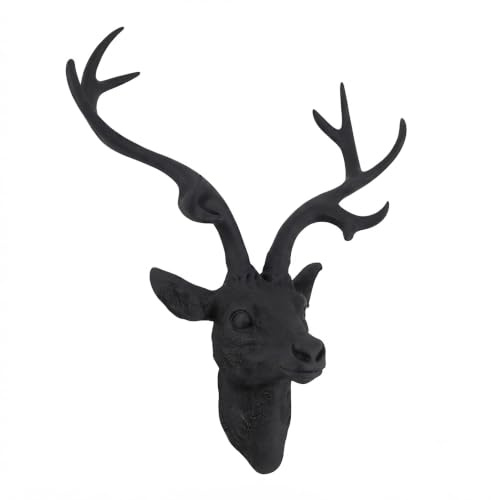Spetebo Hirschgeweih 10 Ender Wand Deko, schwarz, 61x50 cm | Hirschkopf Skulptur, Jagd Geweih