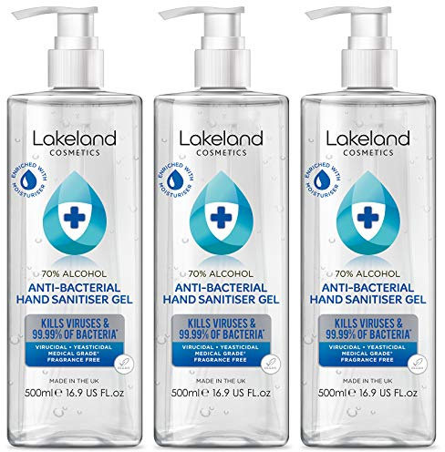 Hand Sanitiser Gel 3 x 500ml with pump bottle - 70% Alcohol Surgical/Medical Grade - Anti-Bacterial Hand Hygiene Gel Rub, sanitizer.