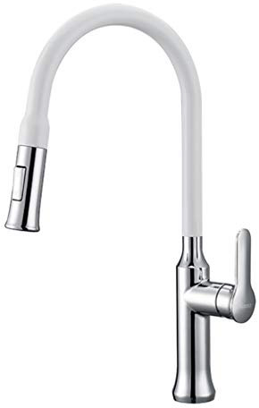 Küchenarmatur mit Brause Wasserhahn Küche Ausziehbar 360° Drehbar 2 Strahlarten Spültischarmatur Weiß PHASAT KW07E