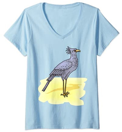 Damen Sekretär Vogel T-Shirt mit V-Ausschnitt