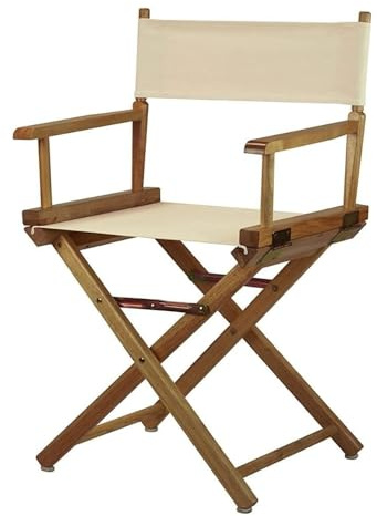 Oakestry 18-inch Folding Directors Chair Solid Wood Wheat Canvas Built in Armrests Portable Lightweight Natural Finish Space Saving Design for Indoor Outdoor Camping Events Home Office and Patio Use