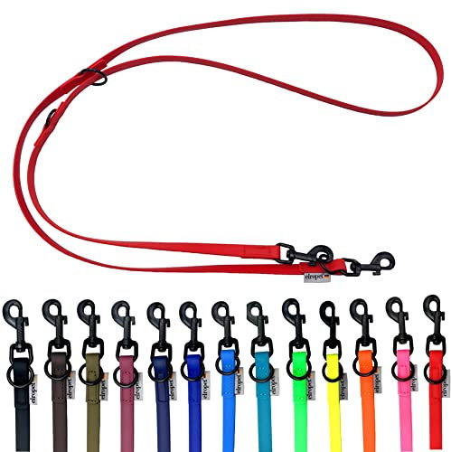 Biothane Hundeleine kleine Hunde/große Hunde verstellbar 2m / 2,40m / 2,80m / 3,50m / 5m schwarzer Haken (2,80m X 16mm, Rot)