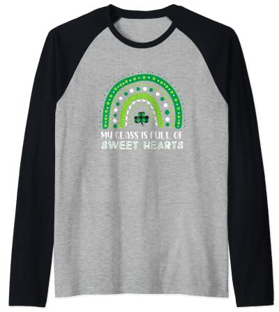 My Class Is Full Of Sweet Rainbow Plaid St. Patrick's Day Raglan