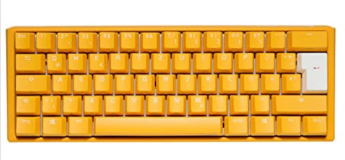 Ducky One 3 Yellow - Mechanische Gaming Tastatur Deutsches Layout im Mini-Format (60% Keyboard) mit Cherry MX Red Switches, Hot-Swap-fähig und RGB-Beleuchtung