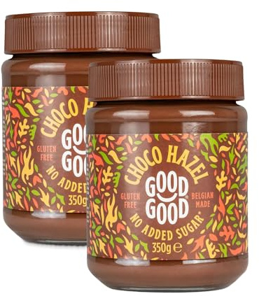 GOOD GOOD Belgian Choco Hazel with Stevia and Maltitol - No Added Sugar - Chocolate Hazel Spread - Gluten Free - Vegetarian Friendly - 12 oz (350g) x 2