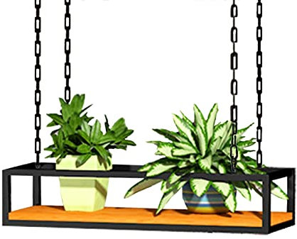 Deckenregal Hängend Küche Bar Stabiler Deckenhänger Pflanzenständer Blumenständer für Aufhängen an der Decke Hängeregal für Blumen Pflanzen Blumenstand, Massivholz und Metall, (60-140cm) (Size : 120x