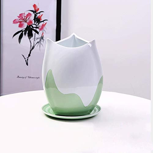 Schöner langlebiger Blumentopf Morden Einfaches Design Töpfe Kreative Form Keramik Blumentopf Korrosionsbeständigkeit Pflanzbehälter mit Tablett Blumentopf 2 Größen Keramik Blumentopf