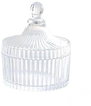 soulnioi Glass Candy Jar with Lid, Sugar Transparent Storage Jars, Cookie Container, Crystal Fragrant Stone Container, Buffet Ornament Jars for Living Room Kitchen Wedding Party DIY Candle - 220ML