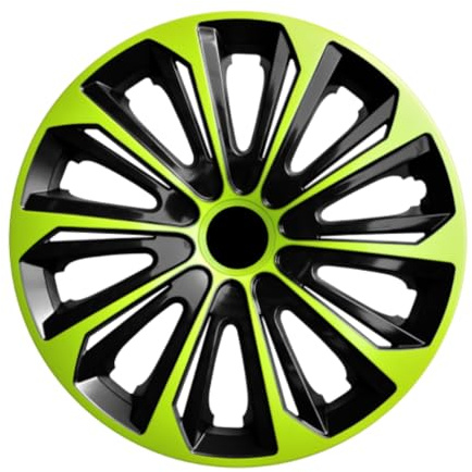 Luckyberg Radkappen 15 Zoll Strong | Radzierblenden 4er-Set für die meisten Automarken und Stahlfelgen, Zierkappen in vielen Farben. Felgenabdeckung für Autofelgen. (15 - GRÜN/SCHWARZ)