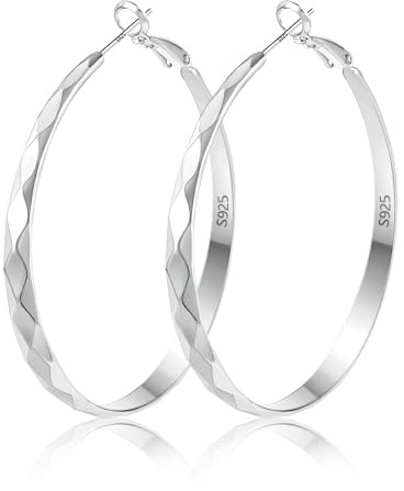 LANCHARMED Damen 14K Vergoldet/Silber Ohrringe Creolen Große mit Zirkonia | Ohrringe Große Creolen mit Zirkonoxid Diamant Strass Glänz Blitz Hypoallergen Ohrringe Silber 925 Gross Creolen Damen Frauen