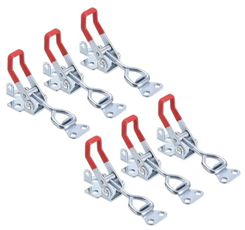 QUARKZMAN 6 Pack Verstellbare Knebelklemme Metall Zugfalle Klemme 4002 Stil Schnellspanner Ziehverschluß Knebelklemme für Schranktür Koffer Kofferraum Rot Nicht Inklusive Schraube