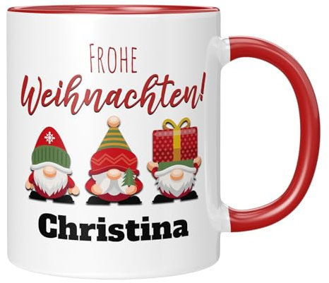 TassenTicker - Tasse mit Personalisierung - Weihnachtswichtel - Wichtel - Geschenk - individuelles kleines Geschenk - Weihnachtstasse - Rot