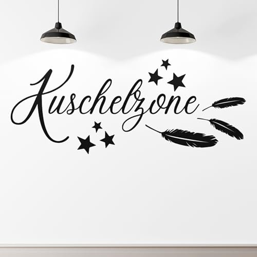 Klebekönig Wandtattoo - Kuschelzeit - schöner Spruch Wandaufkleber Sprüche Wandsticker für Schlafzimmer Wanddeko Wohnzimmer Flur Kuschel Feder in vielen Farben