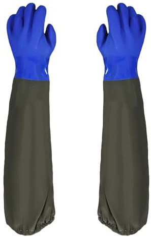 Gants d'Étang en Caoutchouc 74 cm - Pour Aquarium, Entretien et Sableuse (Bleu)