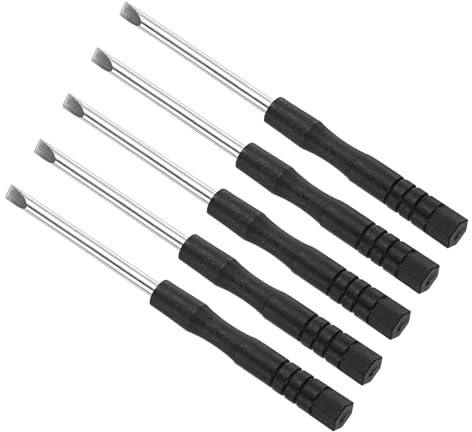 CoCud Mini Tournevis Plat, Taille 3,0 mm, Longueur 80 mm, Tournevis à Tête Plate en Acier au Carbone avec Poignée Antidérapante - (pour Lunettes, Montres), 5 Pièces