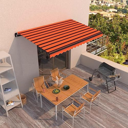Balkon überdachung Türüberdachung Regenschutz Balkon Gelenkarmmarkise Einziehbar 400x350 cm Orange und BraunGeeignet für Haustür,Balkon, Pavillion