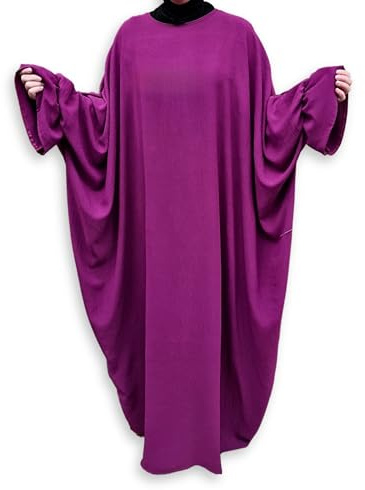 Yaqeen Batwing Abaya Jazz Muslimah Maxikleid Boho Plus Size Islamisches Gebetskleid Ideal Casual/Moschee/Madrassa/Ramadan/Eid/Hajj/Umrah, violett, One size