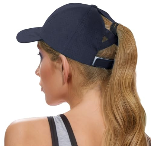 Sahrch Damen Baseballkappe mit Pferdeschwanz – Sommer-Laufmützen, verstellbare Sonnenkappen für Damen