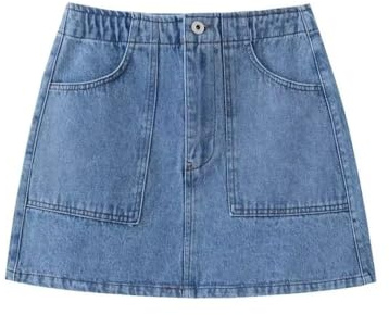 Falda Corta De Mujer - Minifalda Corta De Corte A para Mujer, Media Falda Vaquera Elástica De Cintura Alta con Cremallera, Estilo Informal De Verano, Color Azul Claro