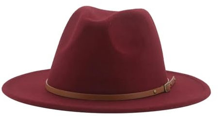 Fedora Trilby Filzhut Hut Damenhüte Solides Panama-Gürtelband Klassische Kirche Hochzeit Dekorieren Hüte Für Herren Hüte 59–61 cm (XL) Weinrot