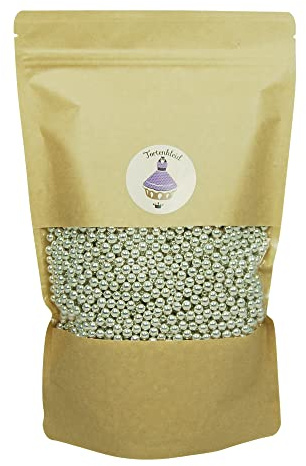Zuckerpapier24® Tortenkleid® Zuckerperlen 7mm SILBER, Tortendekoration, Backzubehör, essbare Perlen; 100g Packung [04154100]