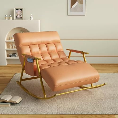 Atmungsaktiver Doppel-Schaukelstuhl, mit Armlehnen und weichem Kissen – Moderner, bequemer Wohnzimmer/Gartenliege mit Seitentaschen, Zero Gravity Stühle, verstellbarer Winkel