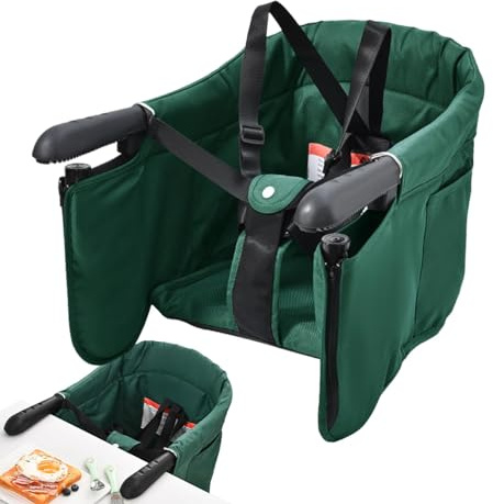 Hochstuhl mit Haken für Babys, leichter Baby-Sitzerhöhung mit Sicherheitsgurten, tragbarer Baby-Sitz, zusammenklappbarer Baby-Essstuhl für Zuhause, Reisen, Komfort