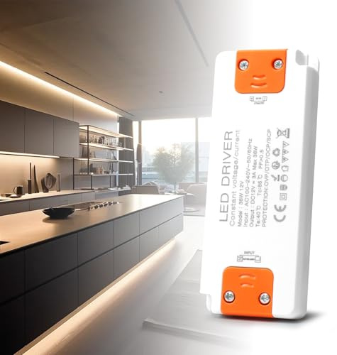 BRIMETI LED Trafo 230V auf 12V Transformator 36W 3A LED Driver Treiber Schaltnetzteil AC 230V auf DC 24 Volt Power Supply Kompakter Extrem Dünner Konstantspannung Niedervolttrafo für Streifen Indoor