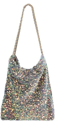 Meliyya Pailletten Shopper Tote Bag Schultertasche Glänzende Umhängetasche Beuteltasche für College Party Alltags